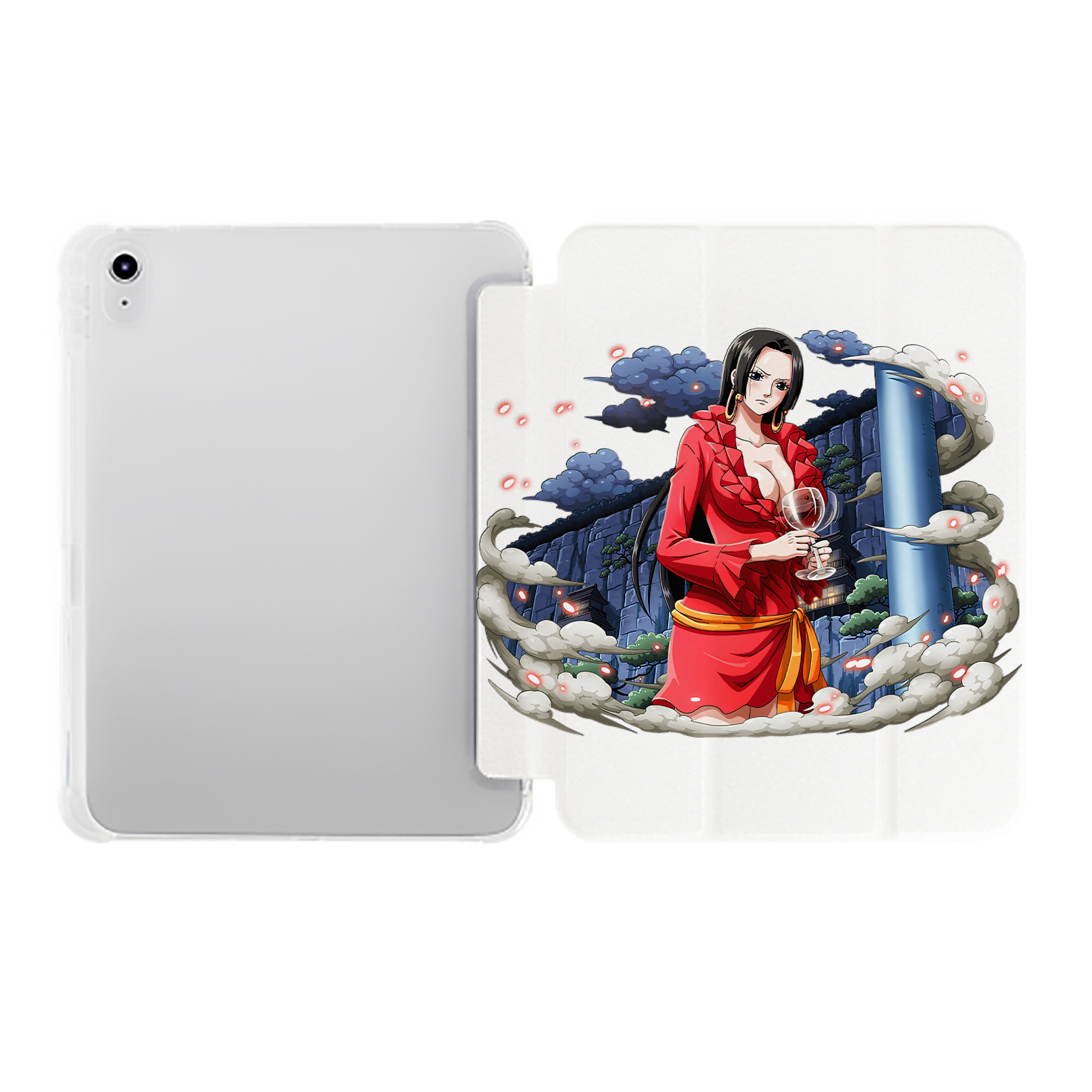 （画像用） ワンピース ボア・ハンコック ONE PIECE Boa·Hancock IPad ケース ペン収納付き 三つ折りスタンド PUレザー×シリコン 対応機種9.5/10.5/10.9インチ